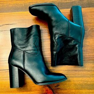 Splendid Black Leather Mid-ankle high heel boots size 8